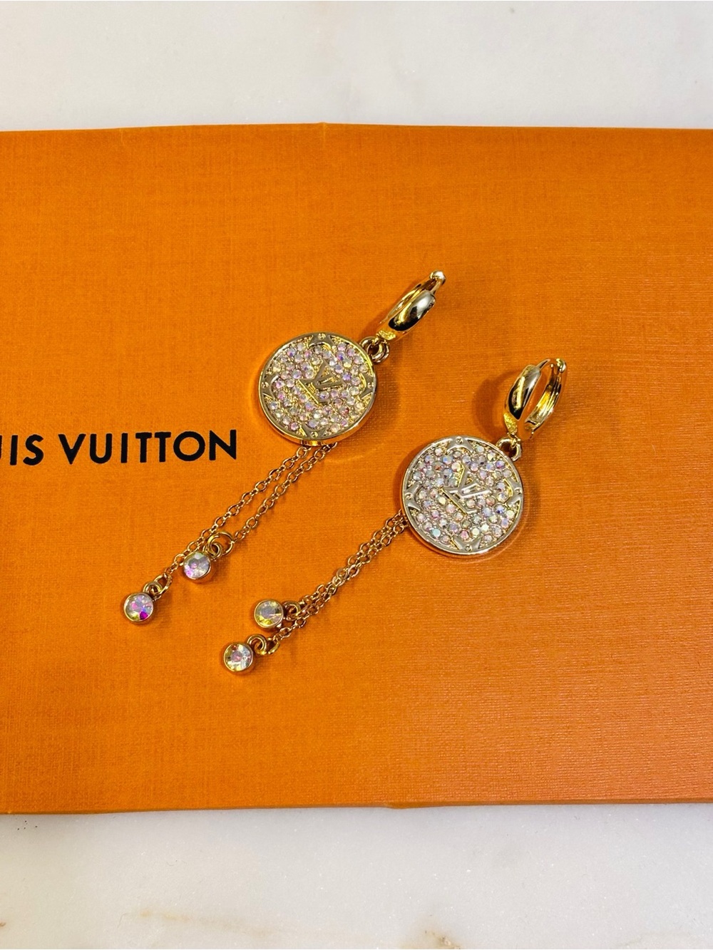 18k Gold Earrings Made With Authentic LV Stamped Hardware